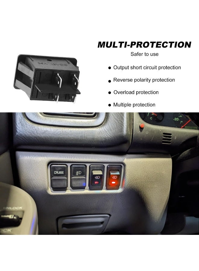 موب مفتاح تبديل LED لمصابيح الضباب 12 فولت 35 أمبير، رباعي الأطراف، أحادي القطب أحادي الرمية (SPST)، مفتاح تشغيل/إيقاف للوحة القيادة مع مؤشر ضوئي، مصنوع من بلاستيك ABS عالي التحمل، مناسب لجميع أنواع السيارات والشاحنات وسيارات الدفع الرباعي والحافلات والقوارب والمركبات الترفيهية والدراجات النارية، مقاوم للماء والحرارة، سهل التركيب على اللوحة، توصيل سريع 12 فولت - Image 4